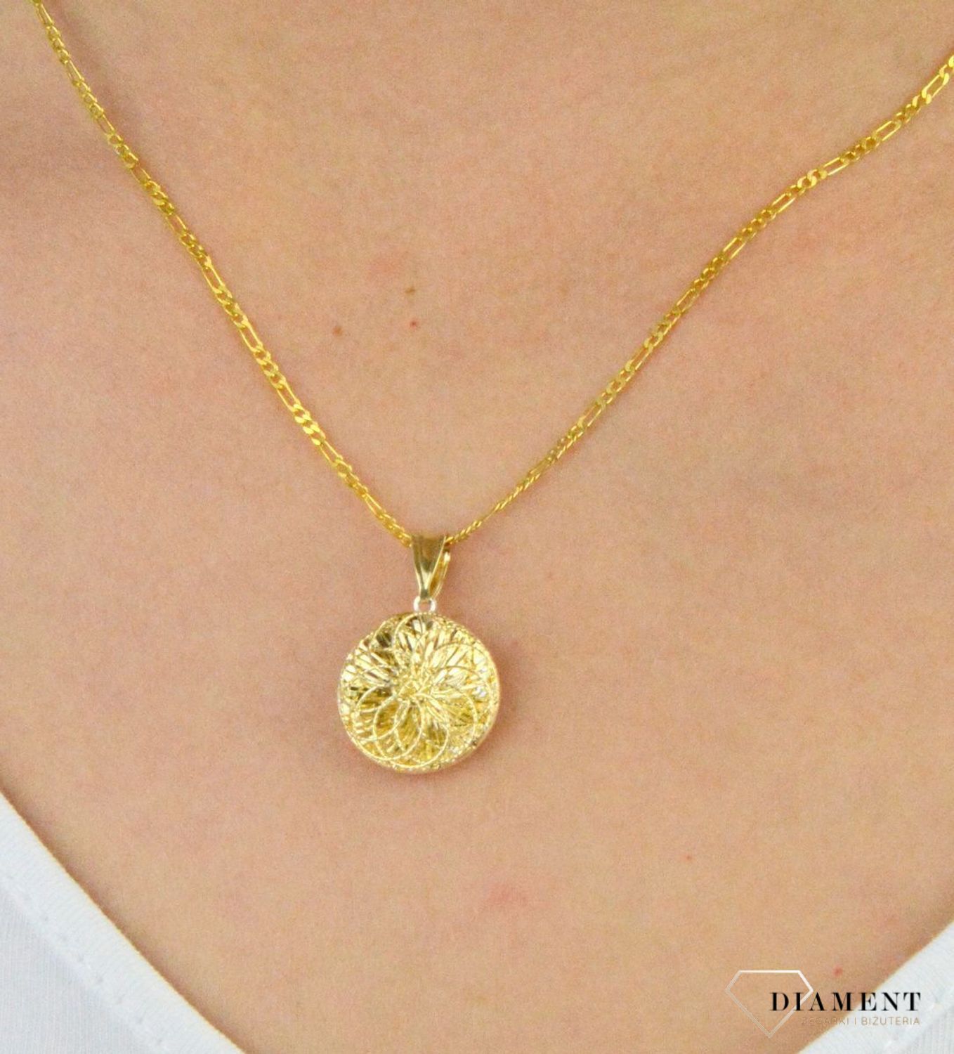 Złota zawieszka ozdobne kółko ZA 6413. Złota zawieszka. Złota zawieszka kółeczko. Złota zawieszka w kształcie kółka. Idealna zawieszka na prezent. zawieszka dla ukochanej..jpg